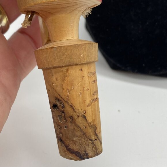 Vintage Mechanical Hand-Carved Wooden Wine Cork Stopper Animated Drinker - Picture 9 of 10